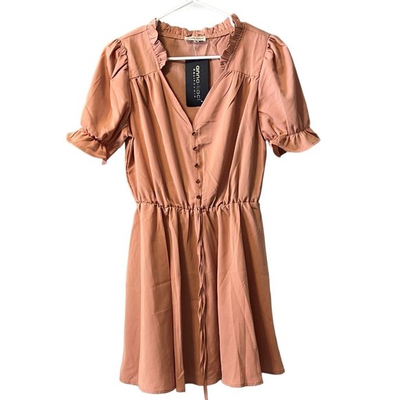 Anna-Kaci California Peach Size Small Midi Dress Riffle‎ Boho - Picture 1 of 14
